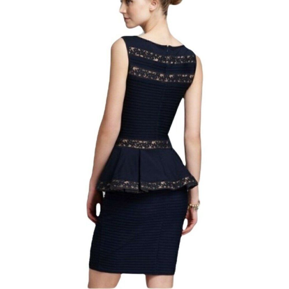 Tadashi Shoji Blue Pleated Peplum Dress - Picture 2 of 8